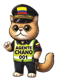 Chano, el gato agente de tránsito, mascota de Servicios y Soluciones S.A.S.